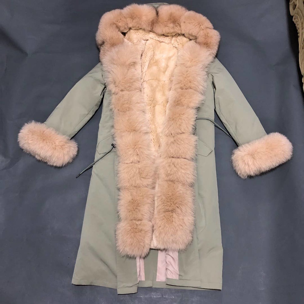 NEW MR& MRS style rabbit and fox fur parker coat - Picture 10 of 14